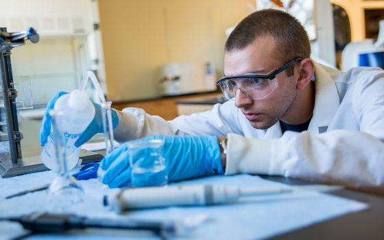 Northland student in the lab