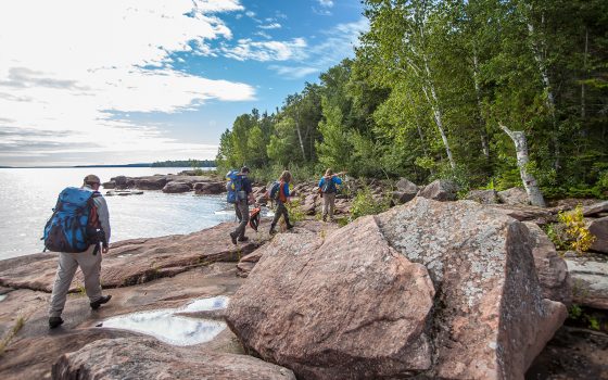 Students hiking on York.