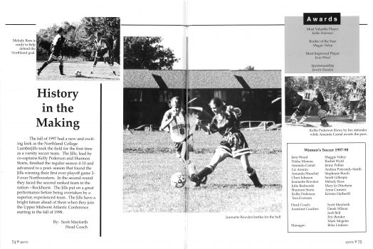 Photo taken of year book pages of inaugural soccer team (1997)