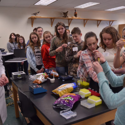 Students line up for testing GMOs at STEM Career Day