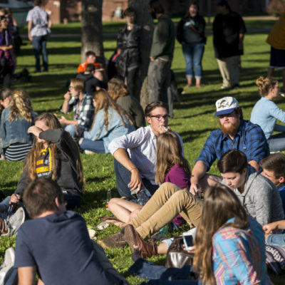 Northland College students hanging out and eating at the Everybody Party