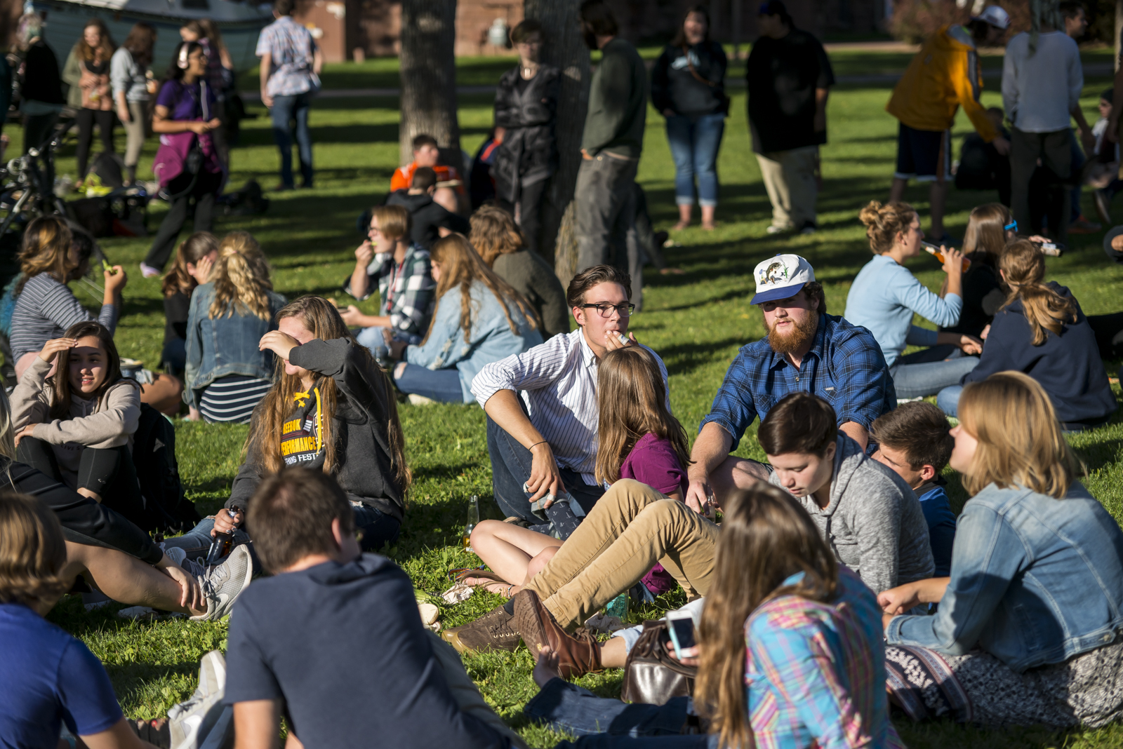 Northland College students hanging out and eating at the Everybody Party