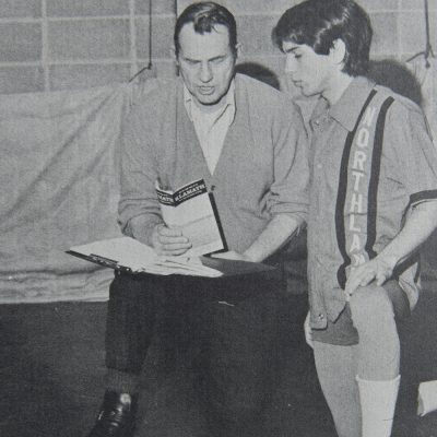 Northland College alum Barry Casper with his wrestling coach