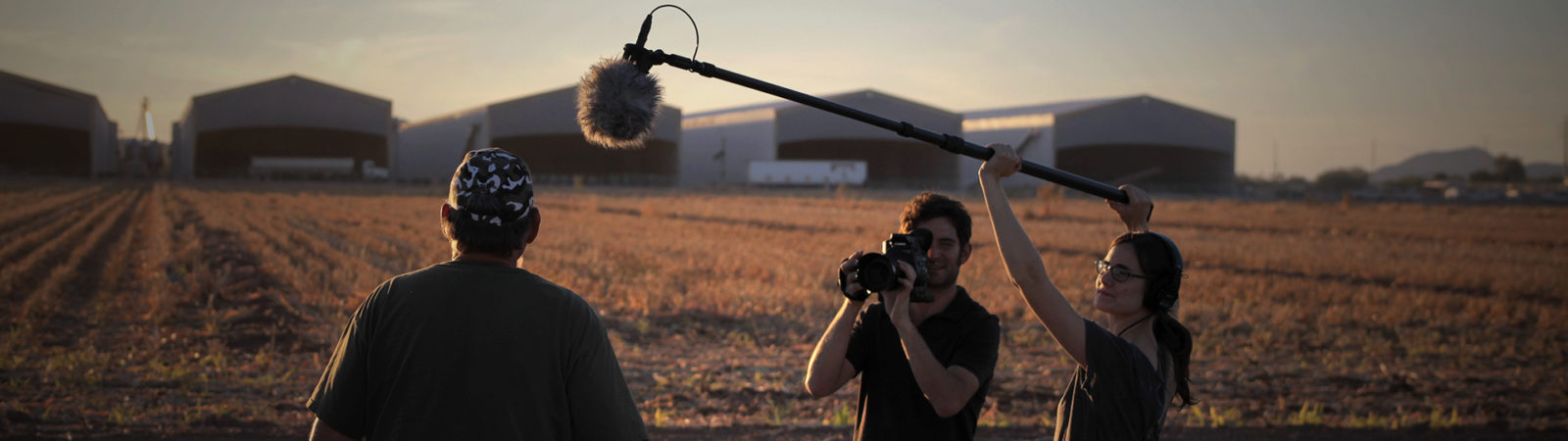 Filmmakers interviewing farmer for doc Right to Harm