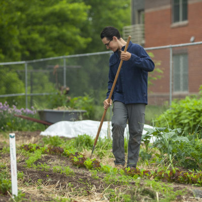 Danny Simpson in the campus gardens