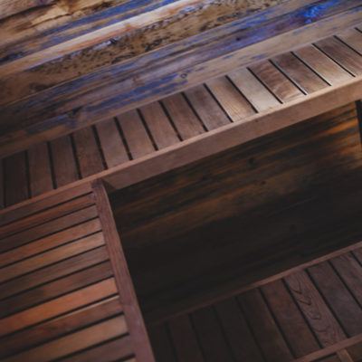 Inside of a sauna