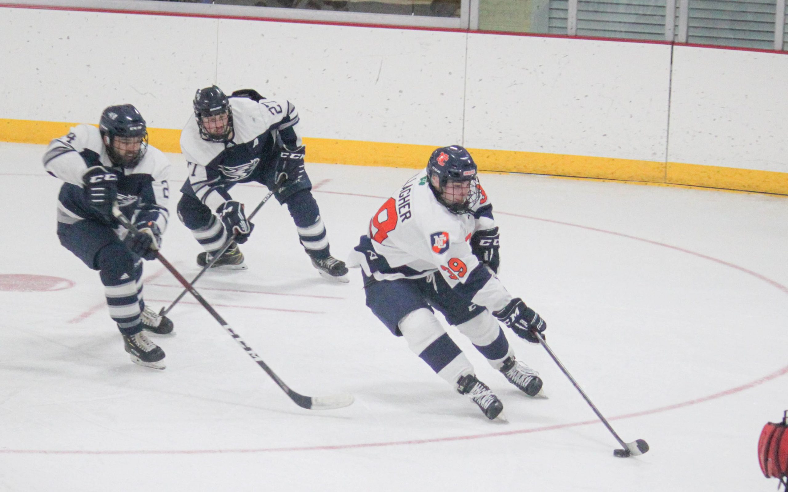 hockey player skating with the puck