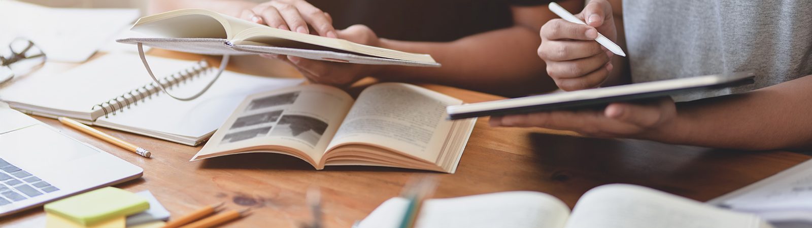 Two students studying.