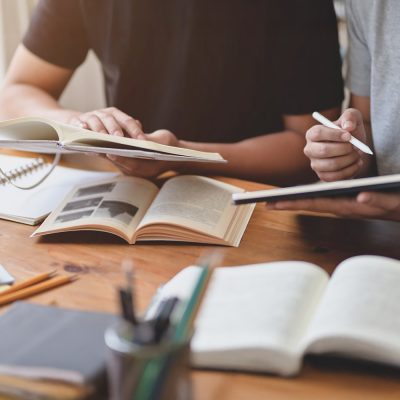 Two students studying.